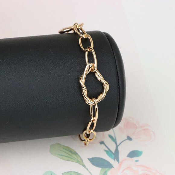 "Chunky Twisted Chain Rose Gold Bracelet with Adjustable Length, XPBL1141 - Picture 7 of 12